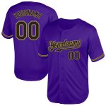 Personalized Purple Black-Old Gold Mesh Authentic Throwback Baseball Jersey Team Custom Name and Number