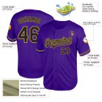 Personalized Purple Black-Old Gold Mesh Authentic Throwback Baseball Jersey Team Custom Name and Number