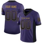 Personalized Purple Black-Old Gold Mesh Drift Fashion Football Jersey Team Custom Name and Number