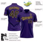 Personalized Purple Black-Old Gold Performance Vapor Golf Polo Shirt Team Custom Name and Number