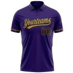 Personalized Purple Black-Old Gold Performance Vapor Golf Polo Shirt Team Custom Name and Number