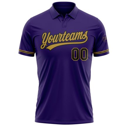 Personalized Purple Black-Old Gold Performance Vapor Golf Polo Shirt Team Custom Name and Number