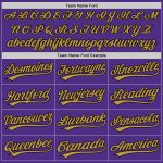 Personalized Purple Black-Old Gold Two-Button Unisex Softball Jersey Team Custom Name and Number
