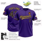 Personalized Purple Black-Old Gold Two-Button Unisex Softball Jersey Team Custom Name and Number
