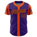 Personalized Purple Black-Orange 3 Colors Arm Shapes Authentic Baseball Jersey Team Custom Name and Number