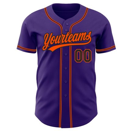 Personalized Purple Black-Orange Authentic Baseball Jersey