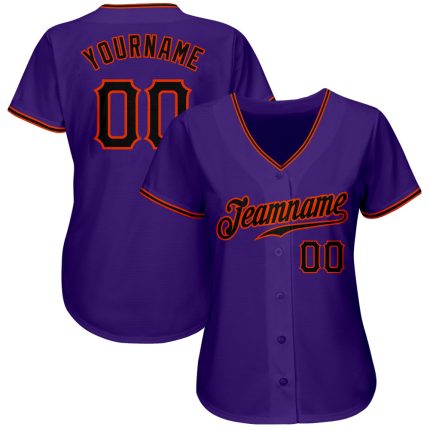 Personalized Purple Black-Orange Authentic Baseball Jersey Team Custom Name and Number
