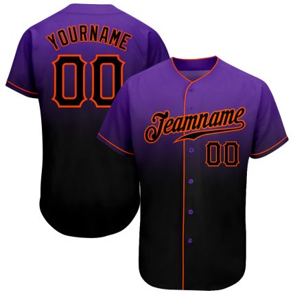 Personalized Purple Black-Orange Authentic Fade Fashion Baseball Jersey Team Custom Name and Number