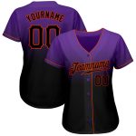 Personalized Purple Black-Orange Authentic Fade Fashion Baseball Jersey Team Custom Name and Number