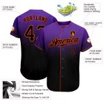 Personalized Purple Black-Orange Authentic Fade Fashion Baseball Jersey Team Custom Name and Number
