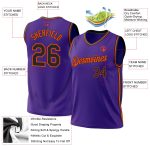 Personalized Purple Black-Orange Authentic Throwback Basketball Jersey Team Custom Name and Number