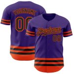 Personalized Purple Black-Orange Line Authentic Baseball Jersey Team Custom Name and Number