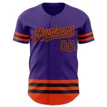 Personalized Purple Black-Orange Line Authentic Baseball Jersey Team Custom Name and Number