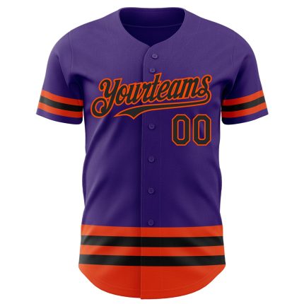 Personalized Purple Black-Orange Line Authentic Baseball Jersey Team Custom Name and Number