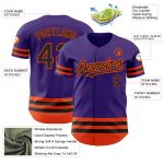 Personalized Purple Black-Orange Line Authentic Baseball Jersey Team Custom Name and Number