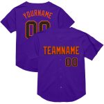 Personalized Purple Black-Orange Mesh Authentic Throwback Baseball Jersey