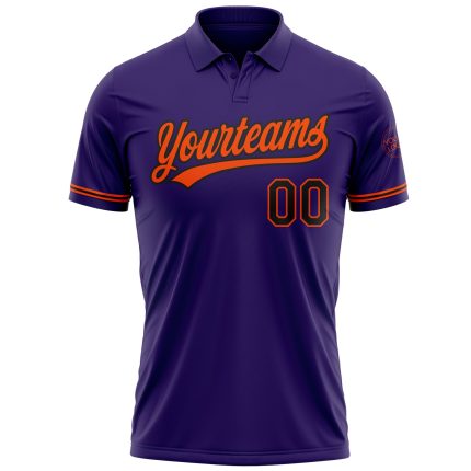 Personalized Purple Black-Orange Performance Vapor Golf Polo Shirt Team Custom Name and Number