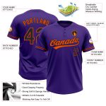 Personalized Purple Black-Orange Two-Button Unisex Softball Jersey Team Custom Name and Number