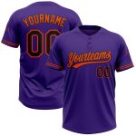 Personalized Purple Black-Orange Two-Button Unisex Softball Jersey Team Custom Name and Number