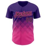 Personalized Purple Black-Pink 3D Pattern Design Gradient Square Shapes Authentic Baseball Jersey Team Custom Name and Number