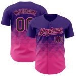Personalized Purple Black-Pink 3D Pattern Design Gradient Square Shapes Authentic Baseball Jersey Team Custom Name and Number