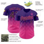 Personalized Purple Black-Pink 3D Pattern Design Gradient Square Shapes Authentic Baseball Jersey Team Custom Name and Number