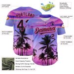 Personalized Purple Black-Pink 3D Pattern Design Hawaii Palm Trees Authentic Baseball Jersey Team Custom Name and Number