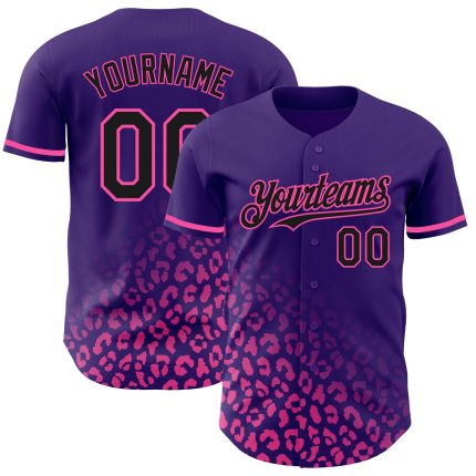Personalized Purple Black-Pink 3D Pattern Design Leopard Print Fade Fashion Authentic Baseball Jersey Team Custom Name and Number