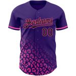 Personalized Purple Black-Pink 3D Pattern Design Leopard Print Fade Fashion Authentic Baseball Jersey Team Custom Name and Number