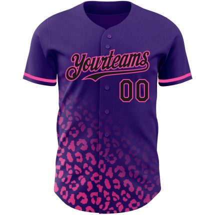 Personalized Purple Black-Pink 3D Pattern Design Leopard Print Fade Fashion Authentic Baseball Jersey Team Custom Name and Number