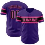 Personalized Purple Black-Pink Authentic Baseball Jersey Team Custom Name and Number