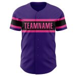 Personalized Purple Black-Pink Authentic Baseball Jersey Team Custom Name and Number