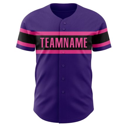 Personalized Purple Black-Pink Authentic Baseball Jersey Team Custom Name and Number