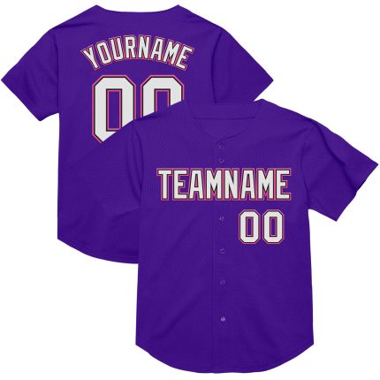Personalized Purple Black-Pink Mesh Authentic Throwback Baseball Jersey Team Custom Name and Number