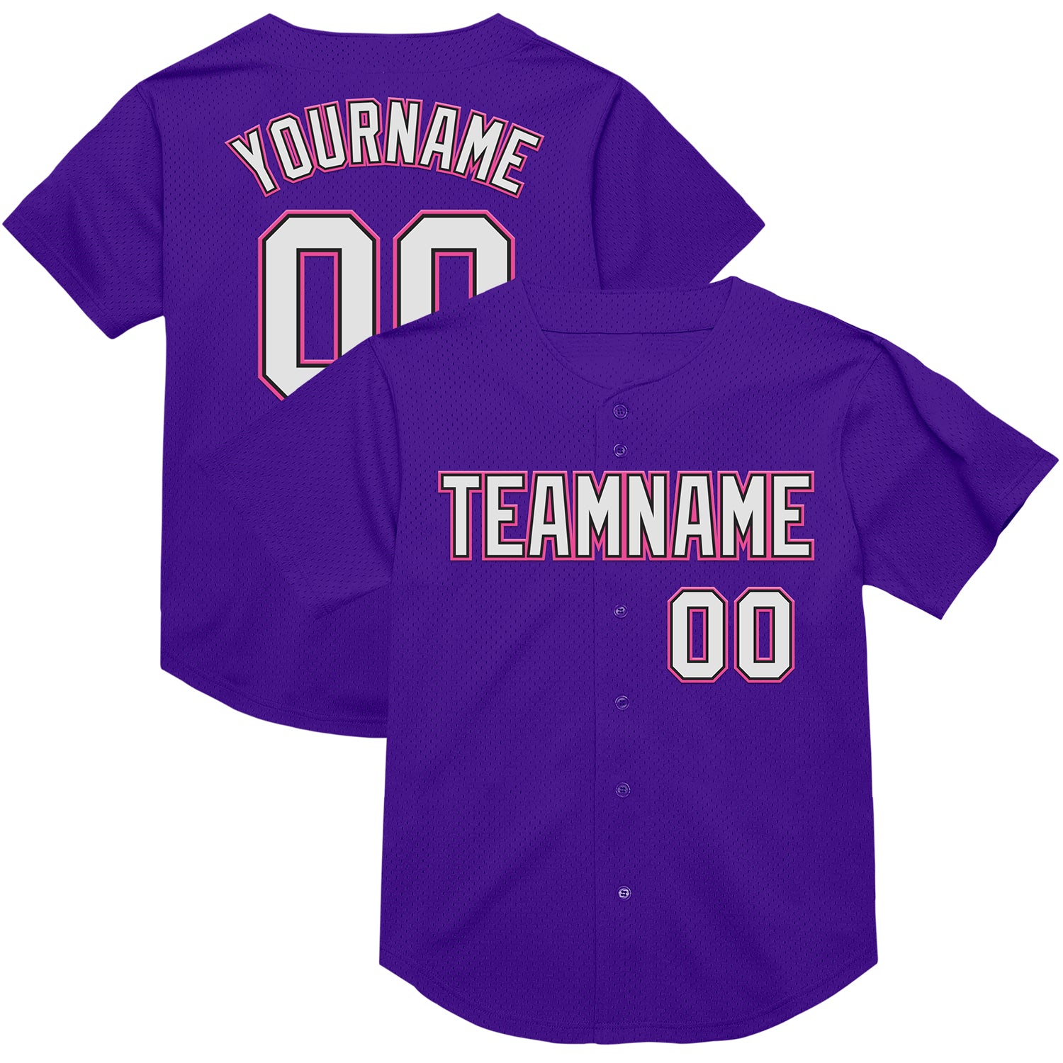 Personalized Purple Black-Pink Mesh Authentic Throwback Baseball Jersey Team Custom Name and Number