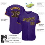 Personalized Purple Black Pinstripe Black-Gold Authentic Baseball Jersey Team Custom Name and Number