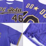Personalized Purple Black Pinstripe Black-Gold Authentic Baseball Jersey Team Custom Name and Number