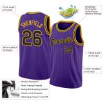 Personalized Purple Black Pinstripe Black-Gold Authentic Basketball Jersey Team Custom Name and Number