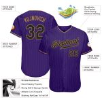 Personalized Purple Black Pinstripe Black-Old Gold Authentic Baseball Jersey Team Custom Name and Number