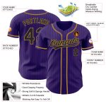 Personalized Purple Black Pinstripe Black-Old Gold Authentic Baseball Jersey