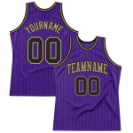 Personalized Purple Black Pinstripe Black-Old Gold Authentic Basketball Jersey