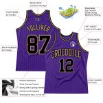 Personalized Purple Black Pinstripe Black-Old Gold Authentic Basketball Jersey