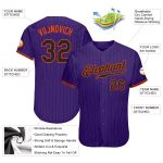 Personalized Purple Black Pinstripe Black-Orange Authentic Baseball Jersey Team Custom Name and Number