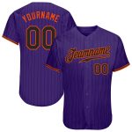 Personalized Purple Black Pinstripe Black-Orange Authentic Baseball Jersey Team Custom Name and Number