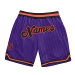 Personalized Purple Black Pinstripe Black-Orange Authentic Basketball Shorts Team Custom Name and Number