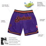 Personalized Purple Black Pinstripe Black-Orange Authentic Basketball Shorts Team Custom Name and Number