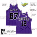 Personalized Purple Black Pinstripe Black-White Authentic Basketball Jersey Team Custom Name and Number