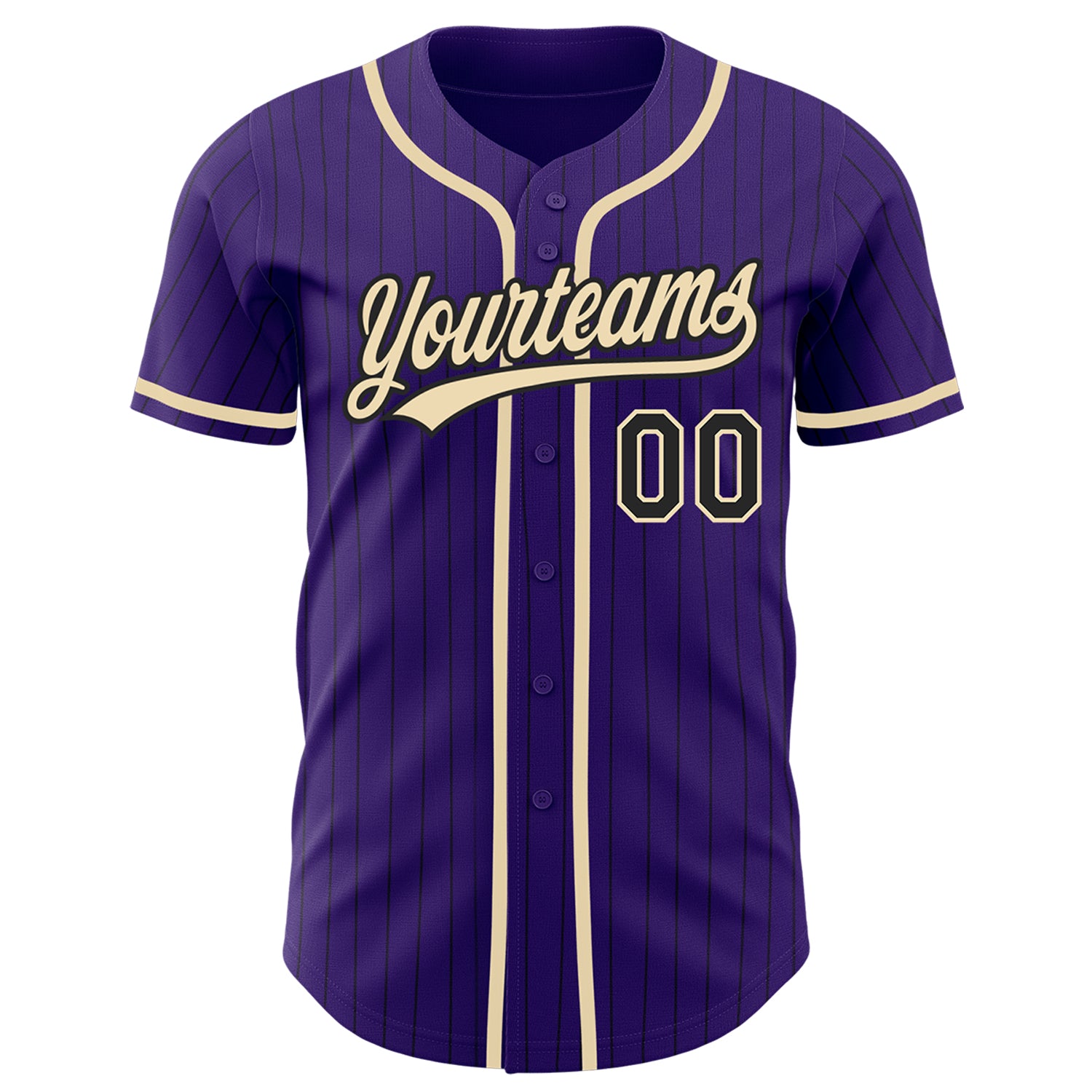 Personalized Purple Black Pinstripe City Cream Authentic Baseball Jersey Team Custom Name and Number Personalized Purple Black Pinstripe City Cream Authentic Baseball Jersey Team Custom Name and Number - Image 2