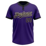 Personalized Purple Black Pinstripe Cream Two-Button Unisex Softball Jersey Team Custom Name and Number