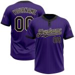 Personalized Purple Black Pinstripe Cream Two-Button Unisex Softball Jersey Team Custom Name and Number
